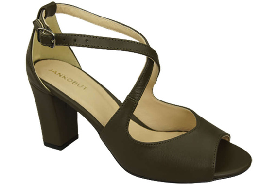 Damenschuhe Olivgrüne Sandalen, Naturleder 186 ElitaBut