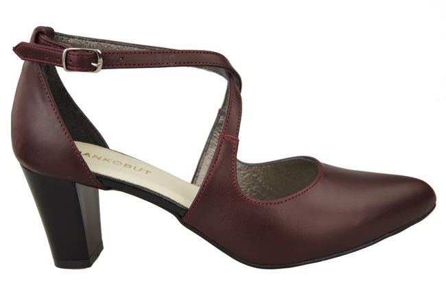 Damenschuhe Sandalen Niedriger Absatz Burgunderrotes Naturleder 102 ElitaBut