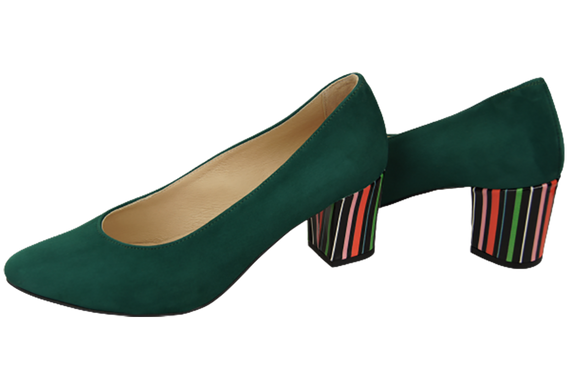 Damenschuhe Malachite Pumps Natürliches Wildleder Dekorativer Absatz 158 von ElitaBut