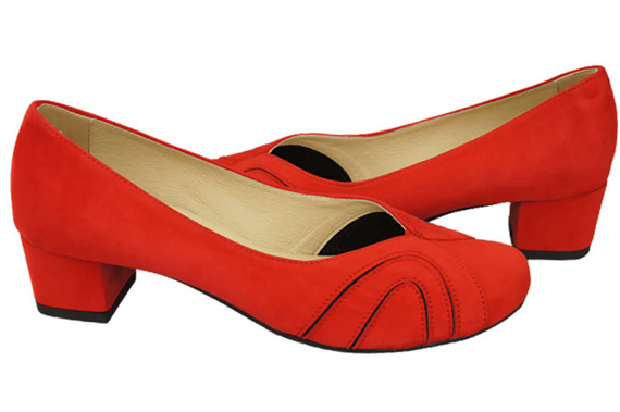 Damenschuhe Pumps, natürliches Wildleder, Rot 786 von ElitaBut