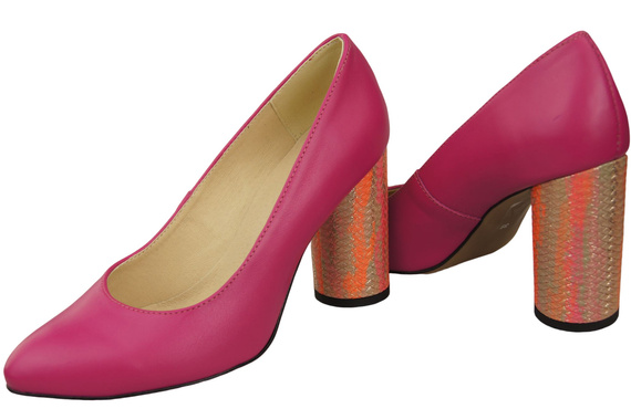 Damenschuhe Pumps Lila Naturleder Bunter Zierabsatz 194 ElitaBut