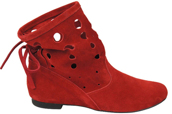 Schuhe Damen-Stiefeletten, natürliches Veloursleder, Rot 160 ElitaBut