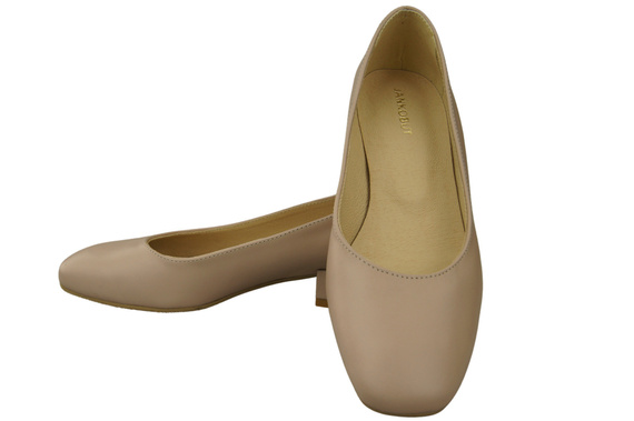 Bequeme Frauen Schuhe Cappuccino Blass Flats Natural Leder 204 ElitaBut