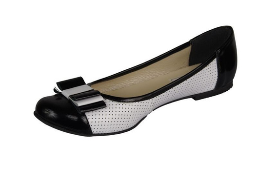 Durchbrochene Ballerinas für Damen, Naturleder, Schwarz-Weiß, 718 ElitaBut