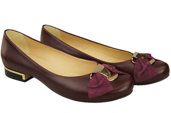 Damen-Ballerinas, Naturleder, Burgunderrot 894 ElitaBut