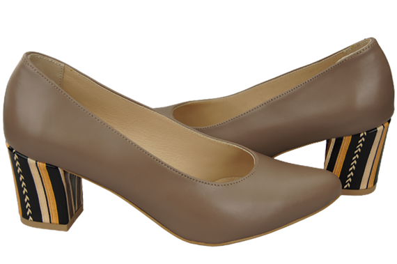 Damenschuhe Cappuccino-Pumps Naturleder mit Zierabsatz 158 ElitaBut