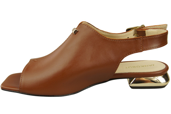 Bequeme Frauenschuhe Sandalen Braun Flacher Goldabsatz Naturleder 207 ElitaBut