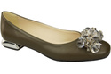 Damen Olive Pumps mit Kristallen flach Naturleder 216 ElitaBut