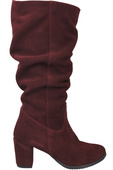 Schuhe Damenstiefel, Naturleder, Velours 141 Burgund ElitaBut