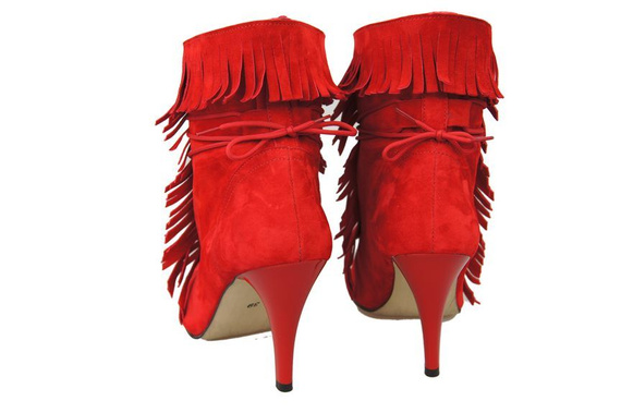 Damenschuhe Peep-Toe-Stiefeletten, natürliches Wildleder, Rot 964 ElitaBut