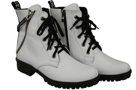 Schuhe Damen-Stiefeletten mit der Aufschrift NICE, Naturleder, Weiß 173 von ElitaBut