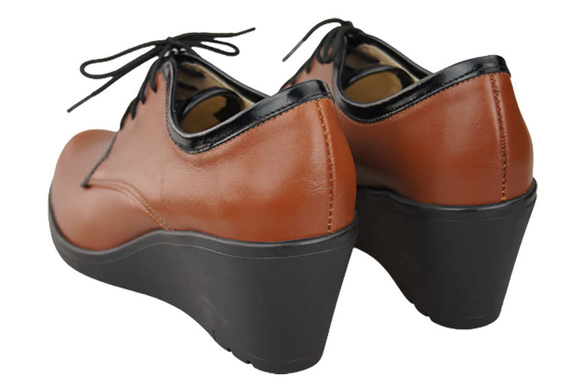 Schuhe Damen-Keilschuhe, Naturleder, Braun 181 ElitaBut