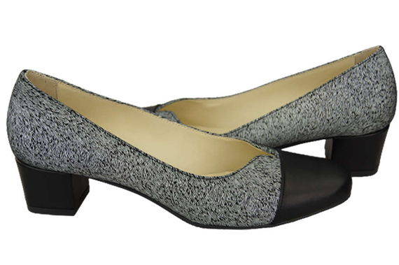 Damenschuhe Pumps Naturleder 164 Schwarz - Weiß ElitaBut