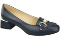 Damenschuhe Pumps mit Fransen verziert Marineblaues Naturleder 195 ElitaBut