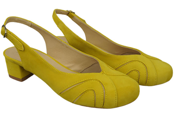 Damenschuhe Sandalen, Naturleder, Wildleder, Zitrone, 842 von ElitaBut