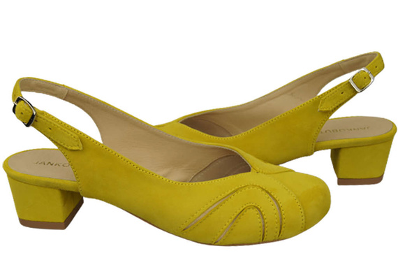 Damenschuhe Sandalen, Naturleder, Wildleder, Zitrone, 842 von ElitaBut