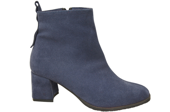 Damen Stiefeletten Marineblau aus Veloursleder, stabiler Blockabsatz, Reißverschluss 224 ElitaBut