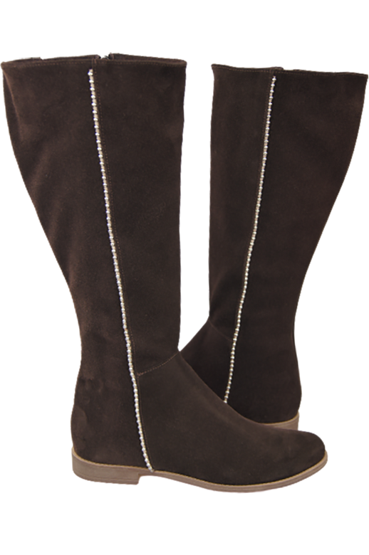 Schuhe Damenstiefel, Naturleder, Velours 153 Chocolate ElitaBut