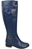 Damen-Lederstiefel Marineblau Gefüttert Offiziersstiefel, Flach 225 ElitaBut