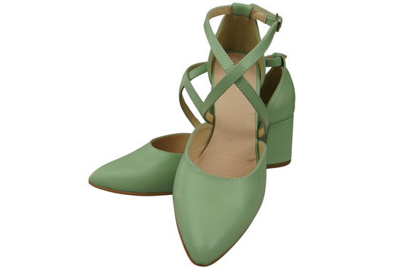 Elegante Minze Ledersandalen mit offener Seite und stabilem Absatz 218 ElitaBut