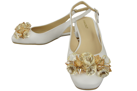 Damen Schuhe Weiß Sandalen mit Kristallen Naturleder 215 ElitaBut