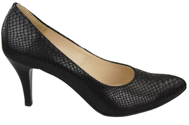 Damenschuhe Pumps Schwarz Schlangenmotiv, Naturleder 150 ElitaBut