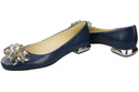 Damen Marineblau Pumps mit Kristallen flach Naturleder 216 ElitaBut