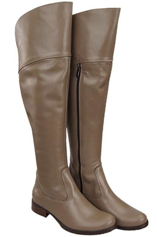 Schuhe Damenstiefel Stiefel Overknee-Stiefel, Naturleder, Cappuccino, Dunkel 638 ElitaBut