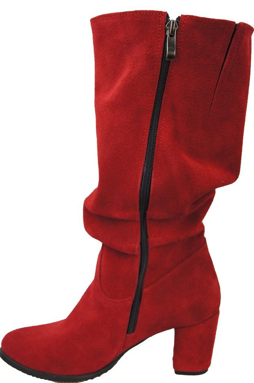 Schuhe Damenstiefel, Naturleder, Velour 141 Red ElitaBut