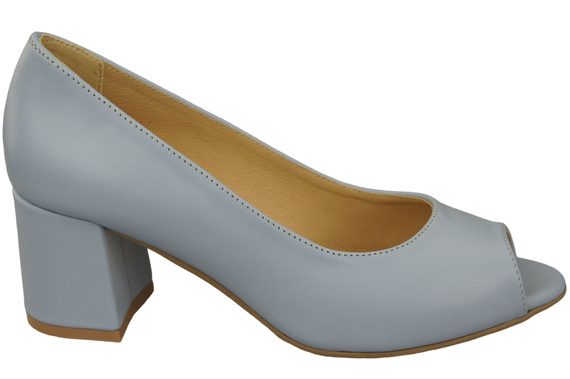 Damenschuhe PEEP TOE Pumps Hellblaues Naturleder mit beschichtetem Absatz 192 ElitaBut