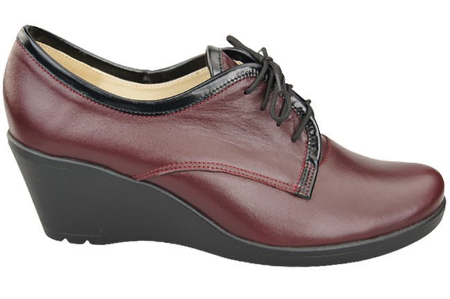 Damenschuhe mit Keilabsatz, Naturleder, Burgund 181 ElitaBut