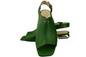 Bequeme Frauenschuhe Sandalen Grün Flacher Goldabsatz Naturleder 207 ElitaBut
