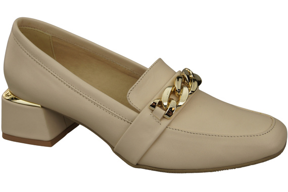 Damenschuhe mit Zierkette Pumps Mokassins Naturleder 193 Beige ElitaBut