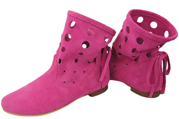 Schuhe Damen-Stiefeletten, natürliches Veloursleder, Fuchsia 160 ElitaBut