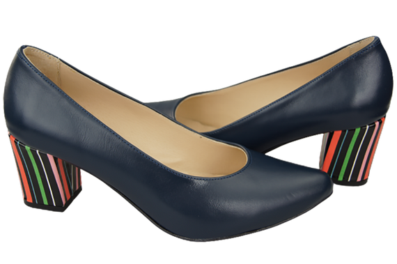 Damenschuhe Marineblaue Pumps aus Naturleder mit dekorativem Absatz 158 ElitaBut