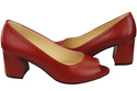 Damenschuhe PEEP TOE Pumps aus rotem Naturleder mit beschichtetem Absatz 192 ElitaBut