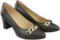 Klassische Frauen Graphite Naturleder Schuhe mit Gold Ornament Kette 200 ElitaBut