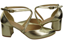 Elegante Gold Ledersandalen mit offener Seite und stabilem Absatz 218 ElitaBut