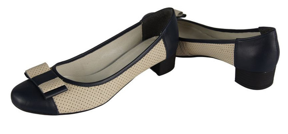 Damenschuhe Pumps, Naturleder, Marineblau, Beige 732 ElitaBut