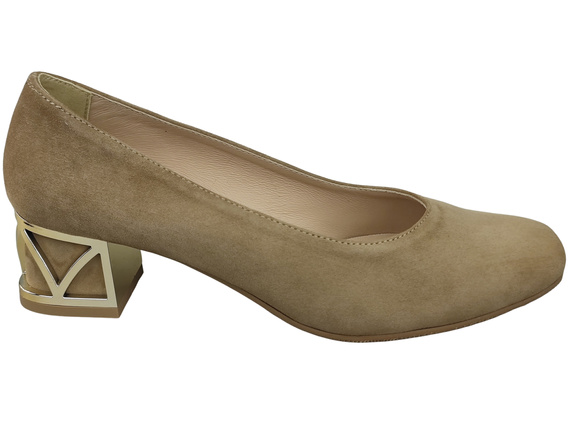 Bequeme Damenschuhe Olive Pumps mit dekorativem Absatz Natürliches Wildleder 219 von ElitaBut