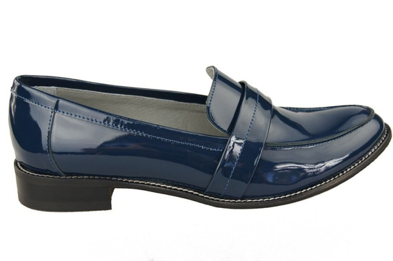 Schuhe Damen Mokassins Naturleder Marineblauer Lack 139 ElitaBut