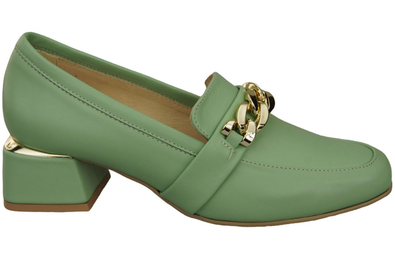 Damenschuhe mit Zierkette Pumps Mokassins Naturleder 193 Mint ElitaBut