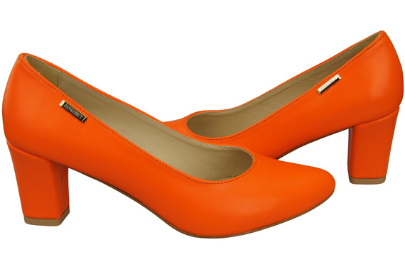 Klassische Glatt Damen Orange Naturleder Schuhe 213 ElitaBut