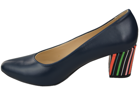 Damenschuhe Marineblaue Pumps aus Naturleder mit dekorativem Absatz 158 ElitaBut