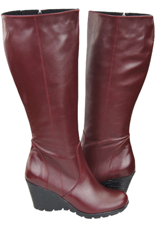 Damenschuhe Keilstiefel, Naturleder, Burgund 745 ElitaBut
