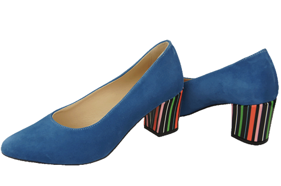 Damenschuhe Pumps Blau Natürliches Wildleder Dekorativer Absatz 158 von ElitaBut