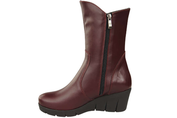 Damen-Keilstiefel, Naturleder, Burgunderrot 178 ElitaBut