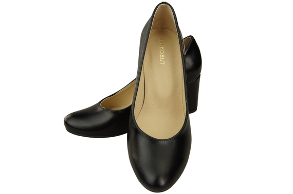 Klassische Damen Schwarz glänzend Leder Mandel Nase Pumps 201 ElitaBut