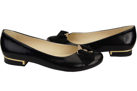 Damen Ballerinas, Naturleder, Schwarz, Glänzend 894 ElitaBut