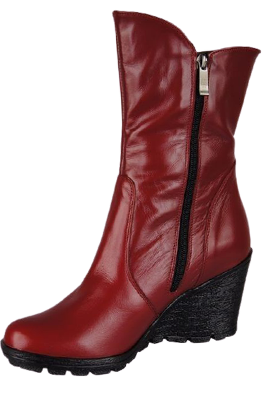 Damen-Keilstiefel, Naturleder, Rot 750 ElitaBut